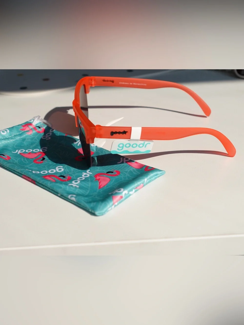goodr Avant G Sunglasses - Château de Maraschino Orange Half-Rim